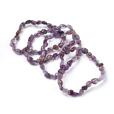 Natural Auralite Bead Stretch Bracelets X-BJEW-K213-63-1