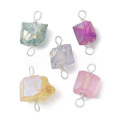 Electroplated Natural Quartz Connector Charms PALLOY-JF02323-02-1