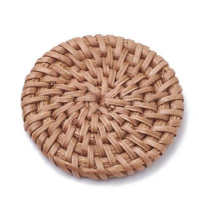 Handmade Reed Cane/Rattan Woven Beads WOVE-Q075-04-1