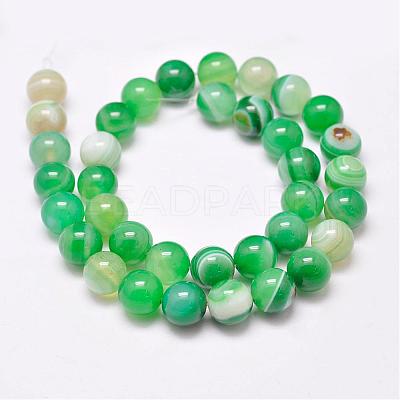 Natural Striped Agate/Banded Agate Bead Strands G-G962-6mm-M-1