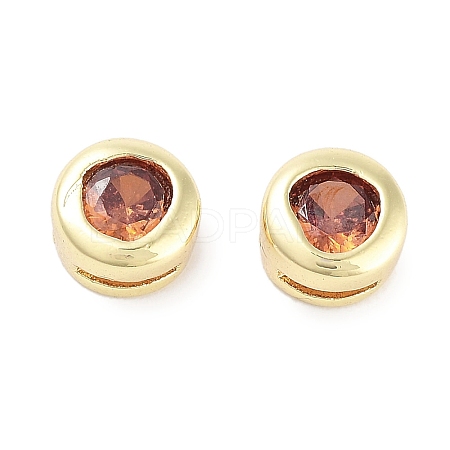 Brass with Single Cubic Zirconia Slide Charms KK-C051-27G-03-1