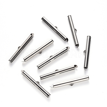 Tarnish Resistant 304 Stainless Steel Slide On End Clasp Tubes X-STAS-S115-01J-P-1