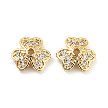 Brass Micro Pave Cubic Zirconia Bead Cap KK-H452-28G-1