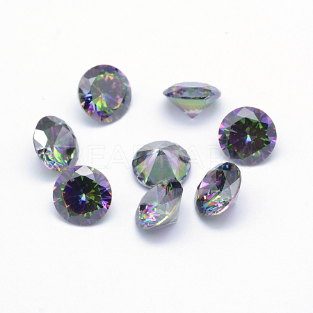 Cubic Zirconia Pointed Back Cabochons X-ZIRC-M002-10mm-010-1