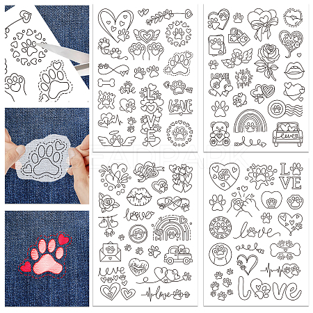 4 Sheets 11.6x8.2 Inch Stick and Stitch Embroidery Patterns DIY-WH0455-065-1