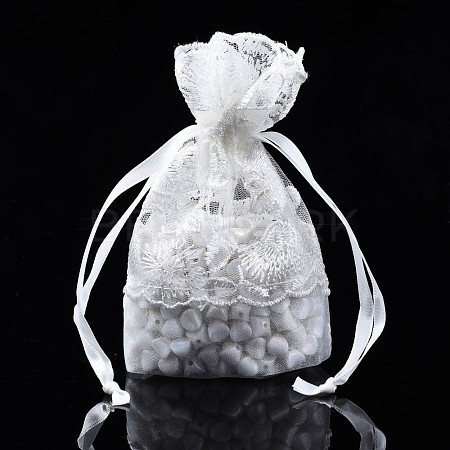 Polyester Lace & Acrylic Fibres Drawstring Gift Bags OP-Q053-002-1