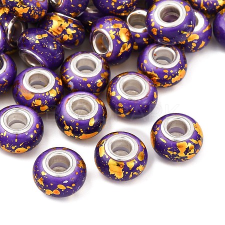 Opaque Resin Rondelle European Beads RESI-Z046-01G-1