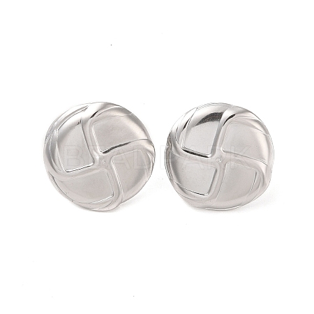 Flat Round 304 Stainless Steel Stud Earrings for Women EJEW-L272-014P-1