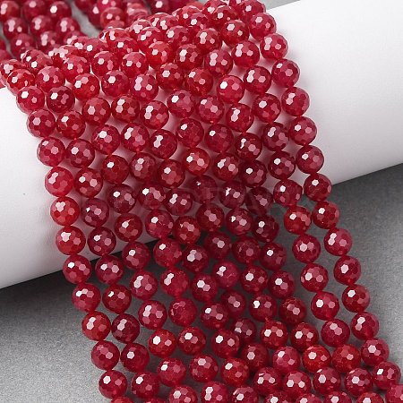 Lab Grown Red Corundum Beads Strands G-Z123-A01-6mm-1