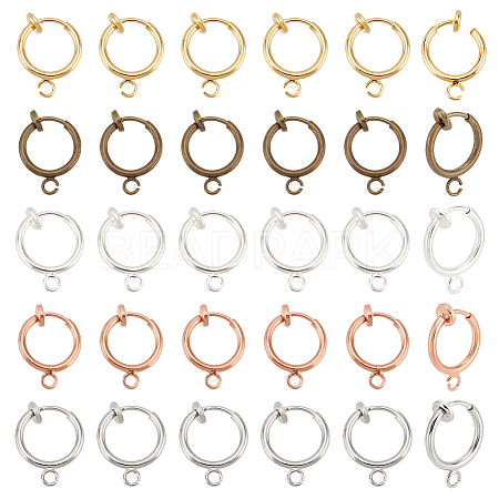 Brass Clip-on Hoop Earring Findings KK-PH0036-23-1