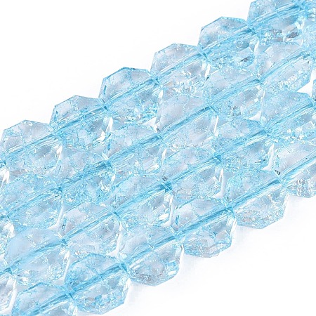 Transparent Crackle Glass Beads Strands GLAA-Q108-03A-09-1