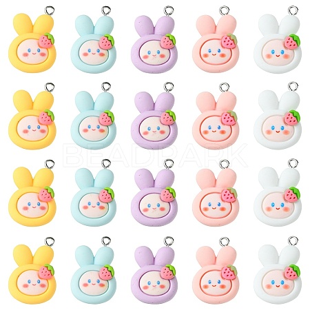 25Pcs 5 Colors Opque Resin Animal Pendants RESI-CJ0003-76-1