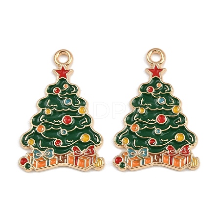 Christmas Theme Alloy Enamel Pendants ENAM-C031-01G-02-1