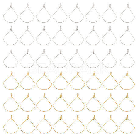 48Pcs 2 Color 304 Stainless Steel Wire Pendants STAS-CA0002-04-1