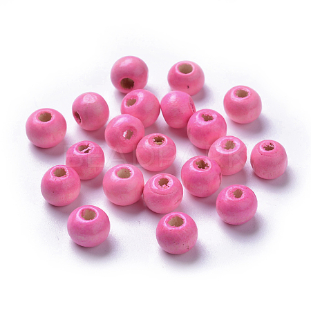 Dyed Natural Wood Beads WOOD-Q006-8mm-07-LF-1