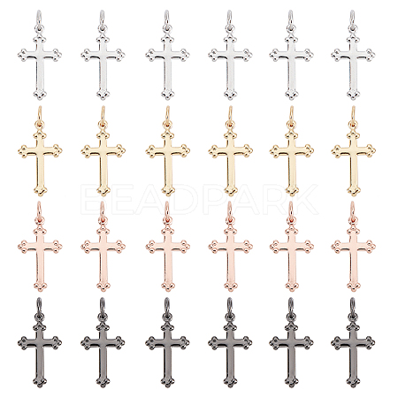   24Pcs 4 Colors Brass Pendants KK-PH0003-77-1