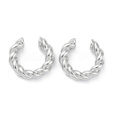 Twist Ring Rack Plating Brass Cuff Earrings for Women Men EJEW-K245-10P-1