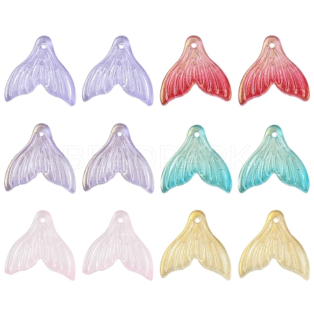 24Pcs 6 Colors Transparent Spray Painted Glass Pendants GLAA-FS0001-90-1