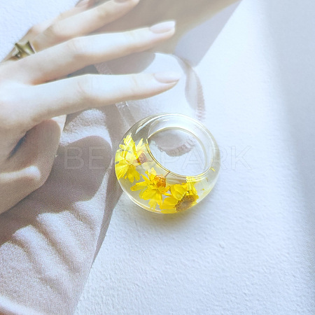 Resin Dried Flower Finger Rings for Women FS-WGEA7C0-03-1