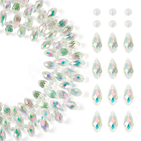 2 Strands Electroplate Transparent Glass Faceted Teardrop Beads Strand EGLA-TA0001-36B-1