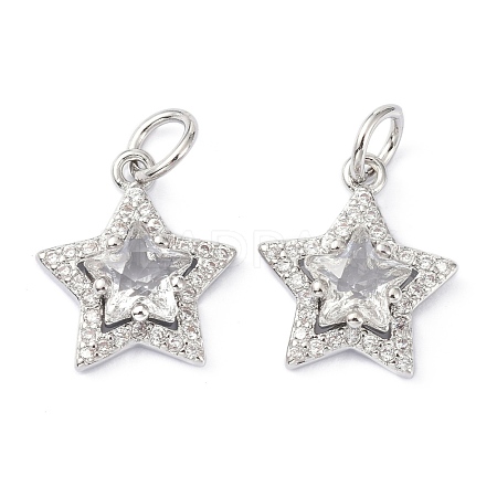 Brass Cubic Zirconia Charms ZIRC-C022-07P-1
