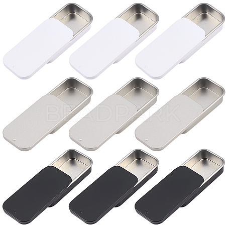 9Pcs 3 Colors Slide Top Tinplate Trinket Storage Boxes CON-CP0001-016B-1