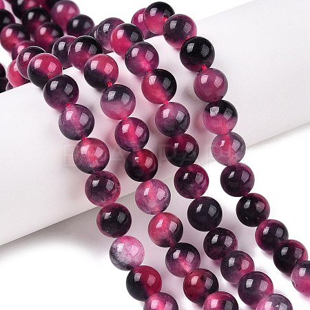 Dyed Natural White Jade Beads Strands G-T138-8mm-210-15-1