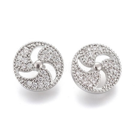 Brass Micro Pave Clear Cubic Zirconia Shank Buttons KK-H738-19P-1