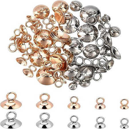 Unicraftale 60Pcs 10 Style 201 Stainless Steel Bead Cap Pendant Bails STAS-UN0028-25-1