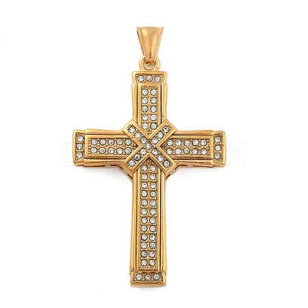 304 Stainless Steel Rhinestone Pendants STAS-G346-51G-1