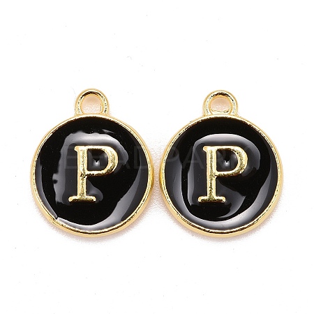 Golden Plated Alloy Charms LS-ENAM-S118-02P-1