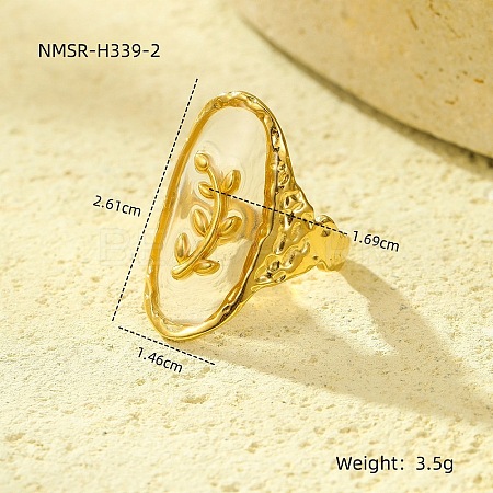 Preserved Flowers 304 Stainless Steel and Epoxy Resin Open Cuff Rings for Women FS-WGCF311-20-1