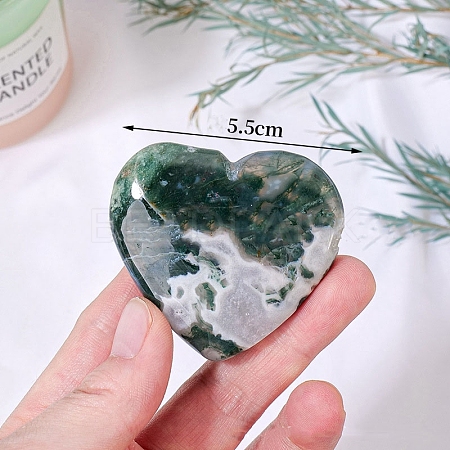 Natural Moss Agate Healing Heart Figurines PW-WG85358-01-1