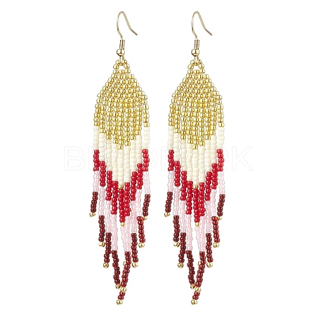 Bohemian Style TOHO Round Seed Tassel Dangle Earrings EJEW-MZ00153-1