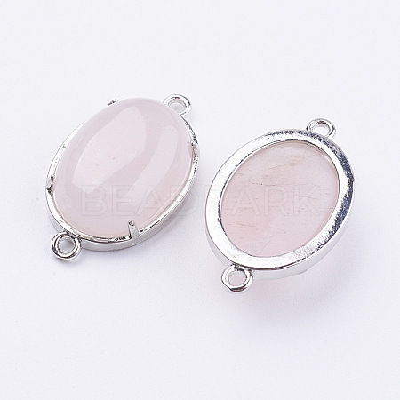 Brass Natural Rose Quartz Links connectors LS-G-E398-04R-1