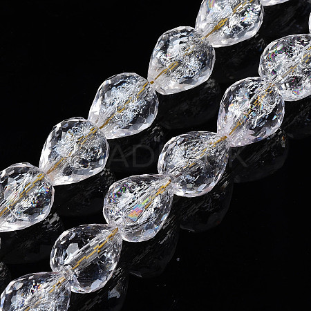 Transparent Crackle Glass Beads Strands X-GLAA-N051-04-1