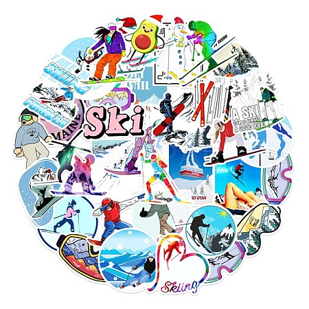 Skiing Theme Waterproof PVC Adhesive Stickers STIC-PW0014-004-1