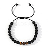 Retro Round Natural Lava Rock Braided Bead Bracelets for Men BL1324-1-2