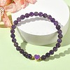 Natural Amethyst Round Beaded Stretch Bracelets BJEW-JB09881-01-2