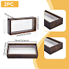 Rectangle Double Sided Clear Acrylic with Wood Display Cases ODIS-WH0038-237A-2