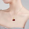 Red Dyed Natural White Jade & Cubic Zirconia Bunny Pendant Necklace JN1072A-4