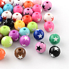 Star Pattern Opaque Acrylic Beads X-SACR-R882-20mm-M-1