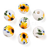 Floral Printed Porcelain Beads PORC-E021-01C-1