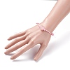 Natural Rose Quartz Heart Braided Cord Bracelet BJEW-JB07685-02-3