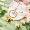 Alloy Enamel Flower & Glass Beads Ring Pendant Decorations HJEW-TA00256-2