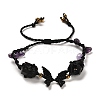 Natural Amethyst & Aphrizite & Synthetic Hematite Nuggets Braided Bead Bracelet BJEW-B073-01A-2