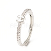 Clear Cubic Zirconia Initial Letter Adjustable Ring RJEW-C052-01P-H-1