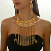 Luxurious Iron Middle Eastern Style Flower Tassels Earrings & Necklaces Sets for Women IU6817-3
