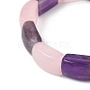Natural Amethyst & Rose Quartz Bead Stretch Bracelets for Women Men BJEW-C097-02A-17-3