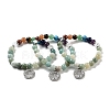 Natural Mixed Gemstone Round Beaded Chakra Stretch Bracelets BJEW-K251-01-2